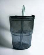 Load image into Gallery viewer, Glass Tumbler + Embroidered Leather Holder

